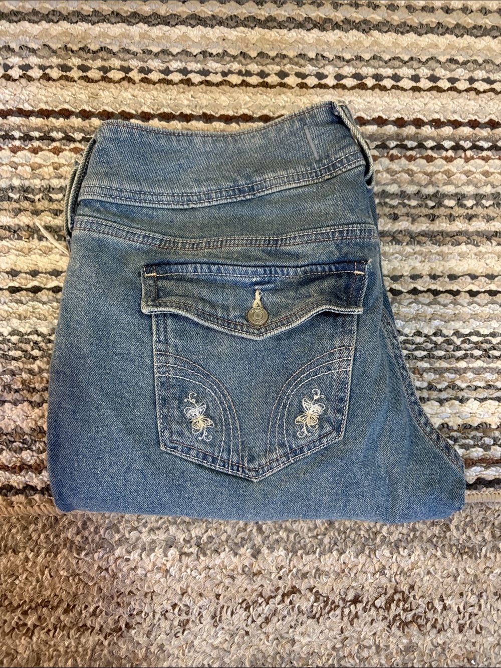 Hollister Light Blue Embroidered Boot Cut Jeans